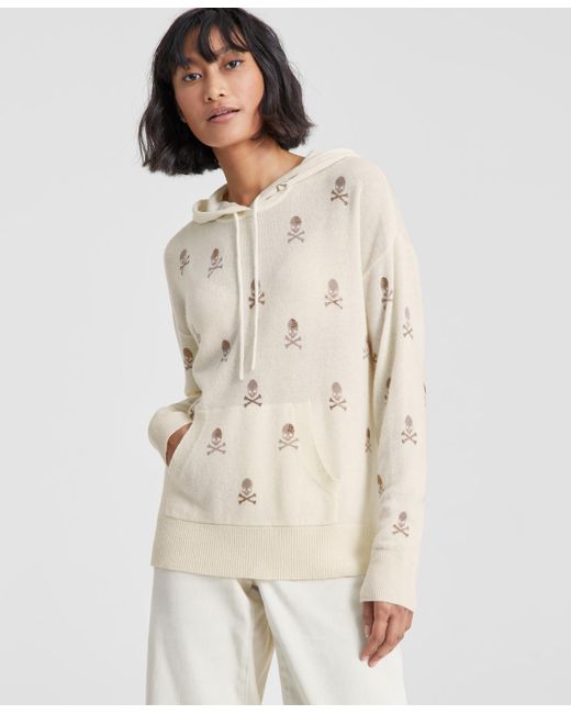 Charter Club Embellished Long sleeve Hooded 100 Cashmere Sweater in Natural Lyst