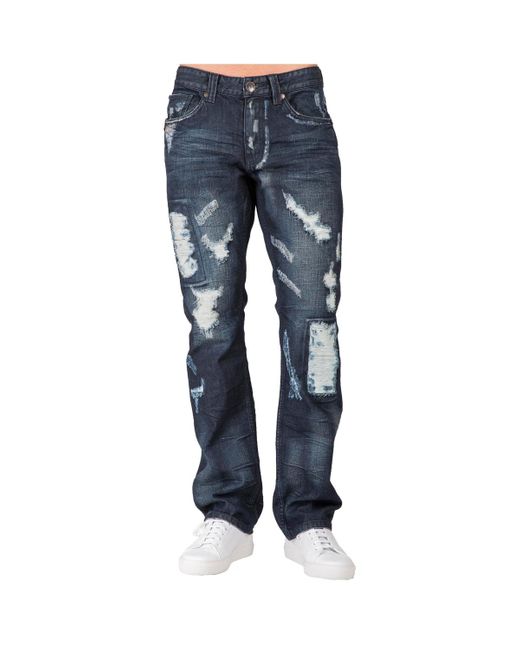 Level 7 Blue Hand Crafted Wash Slim Straight Premium Denim Jeans for men