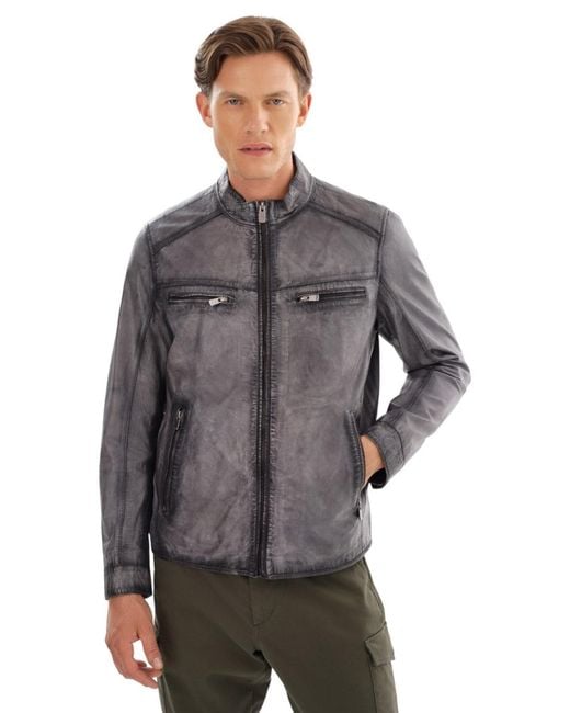 Regency Leathers Gray Enzo Leather Jacket for men