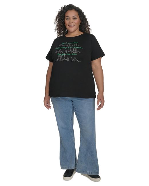 Karl Lagerfeld Black Plus Size Paris City Skyline Graphic T-shirt