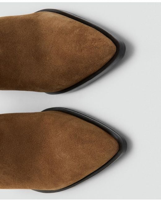 Mango Brown Suede Block-heel Boots