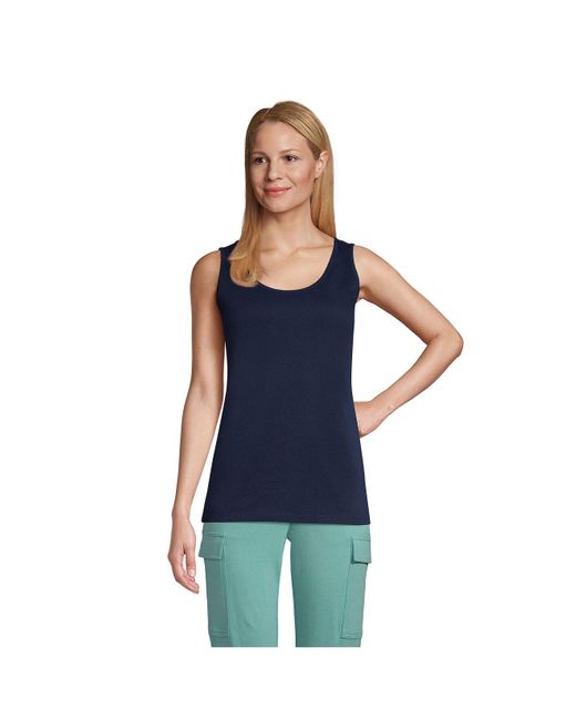 Lands' End Petite Cotton Tank Top in Blue | Lyst