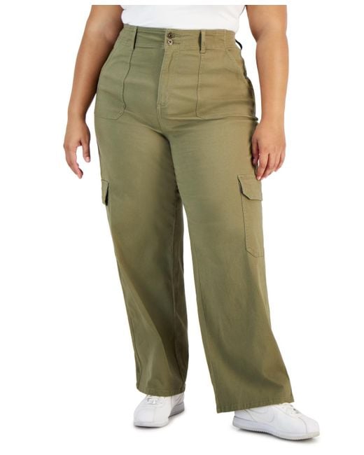 Celebrity Pink Green Trendy Plus Size Relaxed-fit Straight-leg Cargo Pants