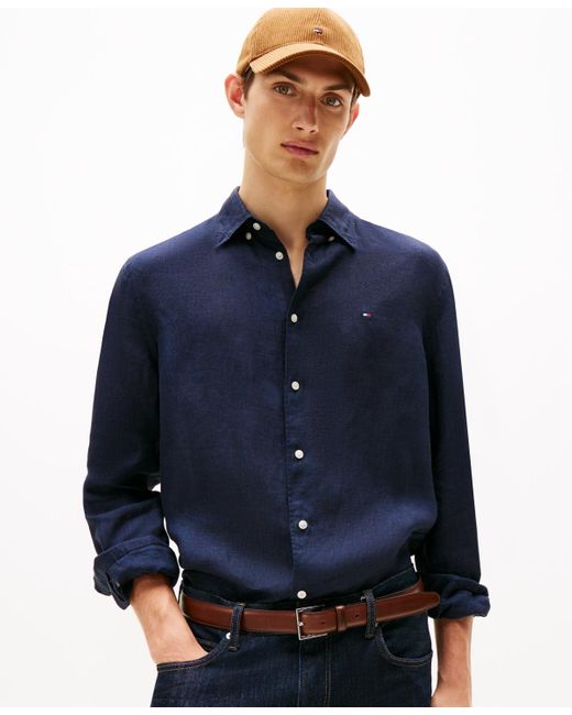 Tommy Hilfiger Blue Pigment-dyed Linen Shirt for men