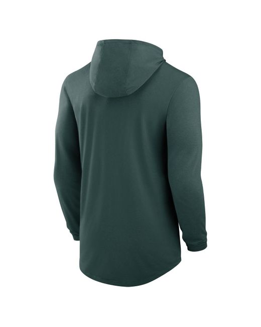 Nike Green Michigan State Spartans Classic Arch Tri-blend Performance Long Sleeve Hoodie T-shirt for men
