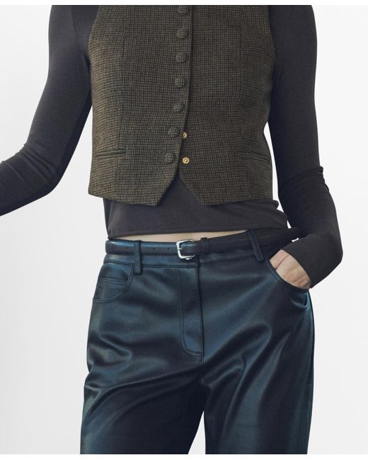 Mango Blue Check Wool Suit Vest
