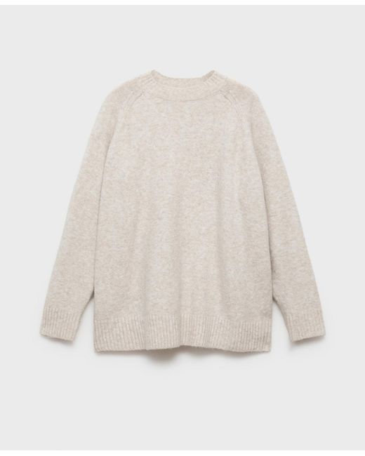 Mango White Round-neck Knitted Sweater
