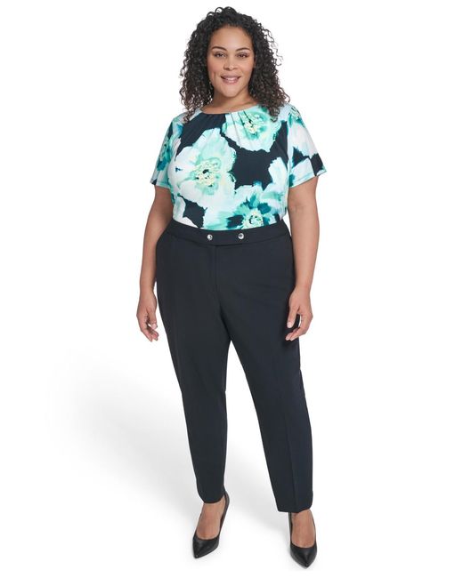 Ck Plus Calvin Klein Plus Size Mid Rise Slim Leg Pant in Blue | Lyst