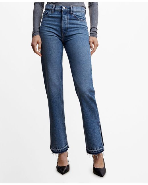 Mango High-rise Slits Straight Jeans in Blue | Lyst