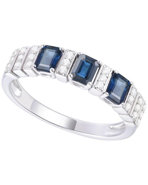 Macy's Blue Gemstone And Diamond Ring (1/6 Ct. T.w.