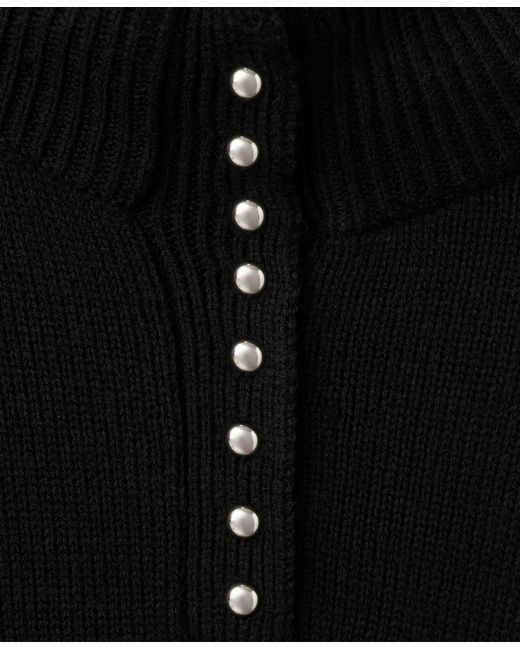 Mango Black Perkins-neck Button Sweater