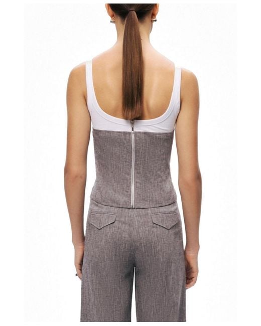 Nocturne Gray Button-front Tailored Blouse