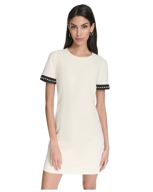 Halston Heritage White Crewneck Mini Dress