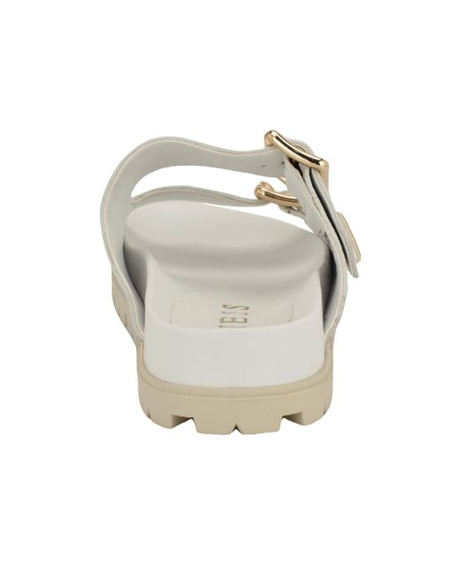Guess White Fasten Double-buckle Footbed Sandals