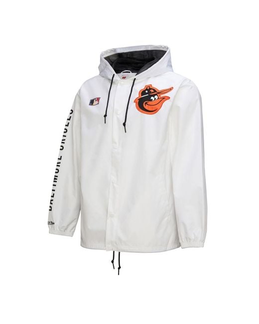 Mitchell & Ness White Baltimore Orioles Vintage Full-snap Hooded Coaches Jacket for men
