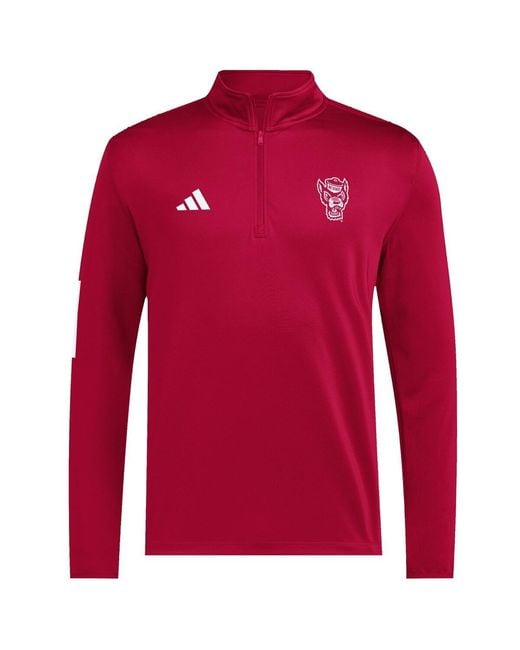 Adidas Red Nc State Wolfpack Strategy Half-zip Golf Jacket for men