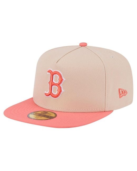 KTZ Pink Light Beige/coral Boston Red Sox Two-tone Color Pack A-frame 59fifty Fitted Hat