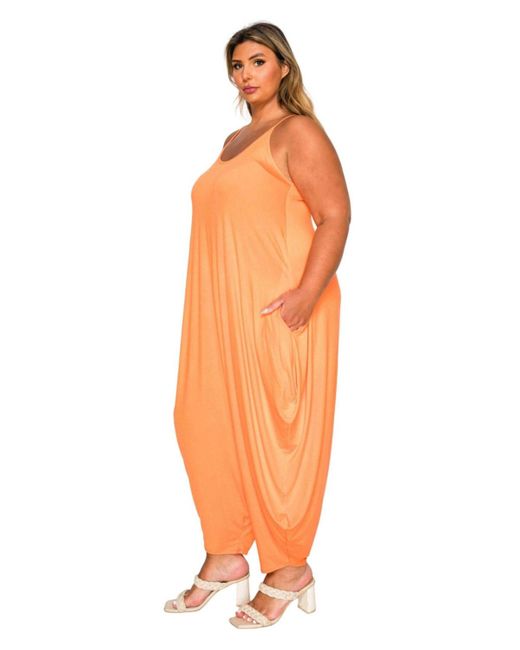 L I V D Orange Plus Size Quinn Pocket Jumpsuit