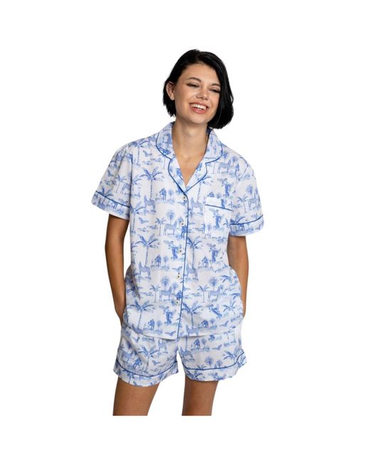 Sant And Abel Blue Skydog Toile Short Pj Set