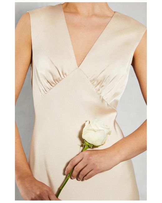 Oasis Natural Satin Maxi Bridesmaid Dress