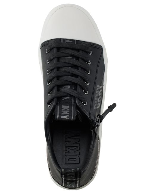 DKNY White Chaney Lace-up Zipper Sneakers