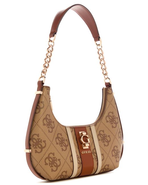 Guess Brown Erenia Top Zip Shoulder Bag