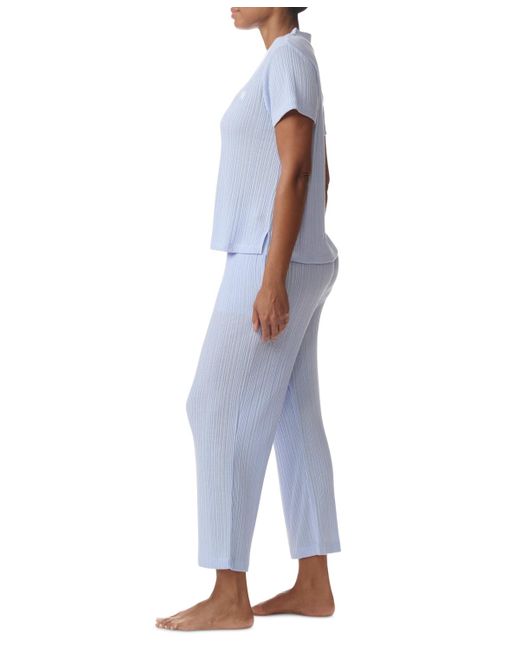 Tommy Hilfiger Blue 2-pc. Th Cardigan Top & Cropped Pants Pajama Set