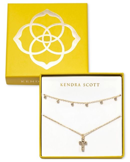 Kendra Scott Metallic 14k Gold-plated 2-pc. Set Shaky Cubic Zirconia Collar & Cross Pendant Necklaces