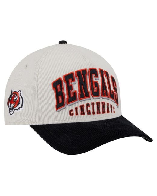 KTZ Red Cream/black Cincinnati Bengals Head Two-tone Sided Corduroy 9forty A-frame Adjustable Hat for men