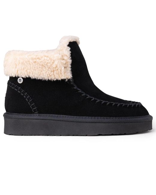 Minnetonka Black Chandra Suede Berber Lined Ankle Boots