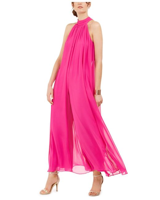 Msk Synthetic High-neck Jumpsuit in Fuschia Pink (Pink) | Lyst