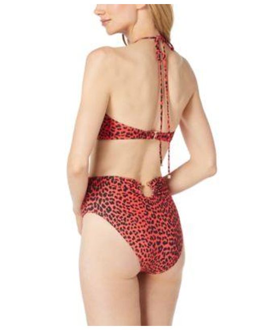 Michael Kors Red Michael Animal-print O-ring Bikini Top