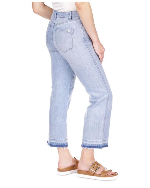 Michael Kors Blue Michael Button-fly Flared Cropped High-rise Jeans