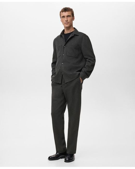 Mango Black Cotton Drawstring joggers Pants for men
