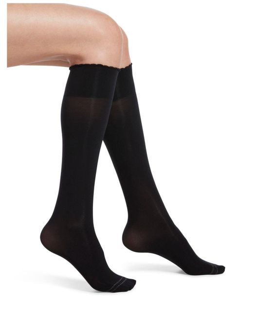 Hue Synthetic Graduated Compression Opaque Knee High Socks in Black - Lyst