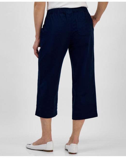 Style & Co. Blue Petite Herringbone Pull-on Capri Pants