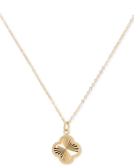 Macy's Metallic Sunbeam & Polished Reversible Bead Frame Clover 18" Pendant Necklace