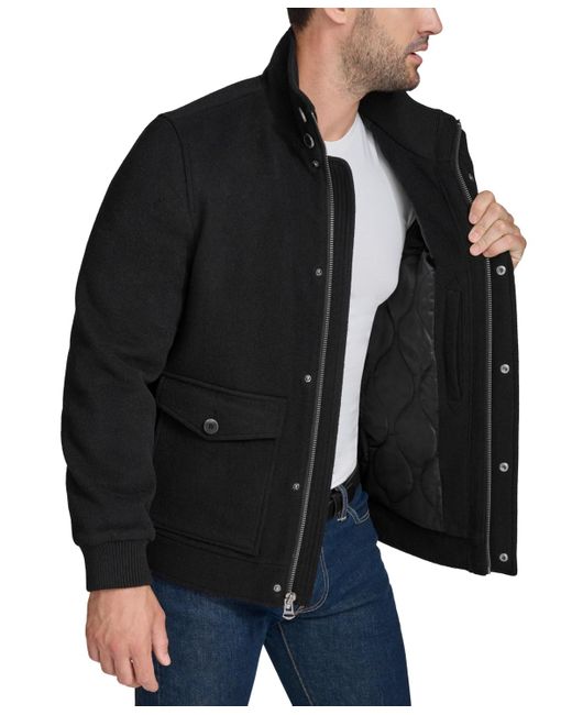 Cole Haan Black Stand-collar Long-sleeve Bomber Jacket for men