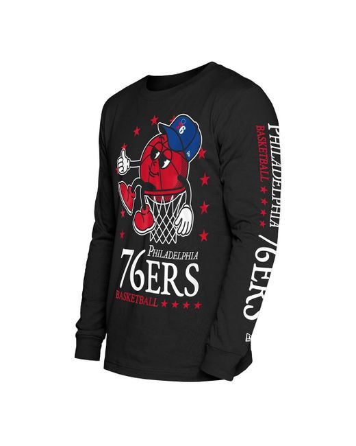 KTZ Black Philadelphia 76ers Old School Sport Long Sleeve T-shirt for men