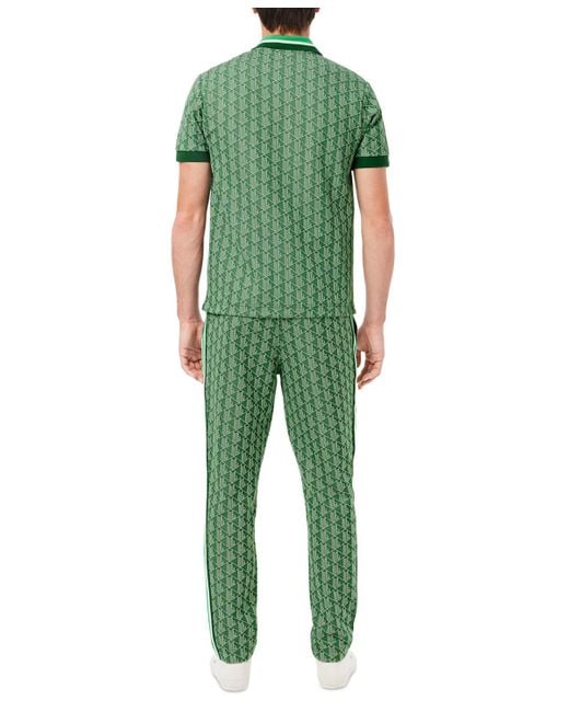 Lacoste Green Geo Print Elastic-waist Pants for men