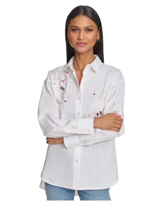 Karl Lagerfeld White K-pin Oversize Cotton Button-down Shirt