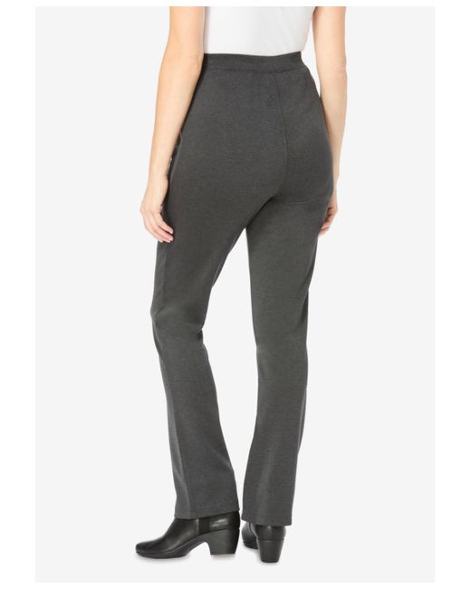 Woman Within Blue Within Tall Stretch Ponte Knit Pull-on Bootcut Pants
