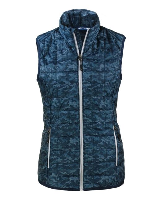 Cutter & Buck Blue Rainier Primaloft Eco Insulated Full Zip Printed Puffer Vest