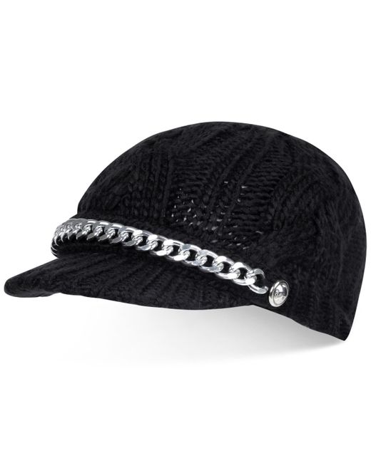 Michael Kors Black Michael Braided Cable Peak Hat