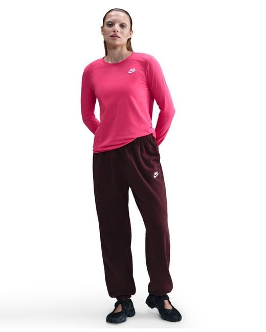 Nike Pink Sportswear Club Cotton Long-sleeve T-shirt