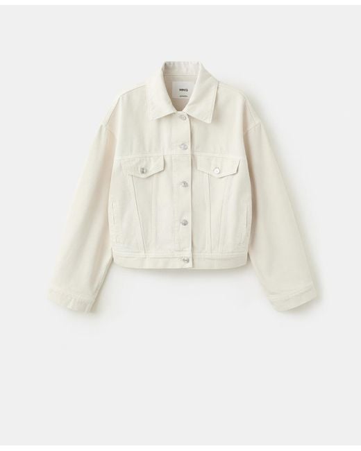 Mango White Pockets Denim Jacket