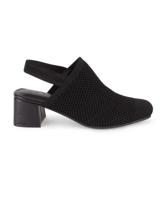 Tahari Black Acropolis Knit Slip-on Mules