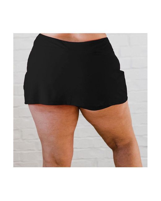 Calypsa Black Plus Size Short Swim Skort