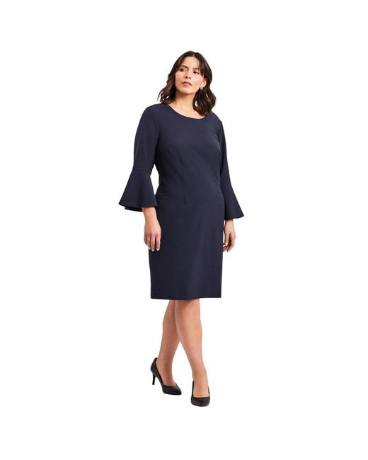 Avenue Women's Blue Cool Hand Bell Sleeve Dress Avenue Women's Blue Cool Hand Bell Sleeve Dress