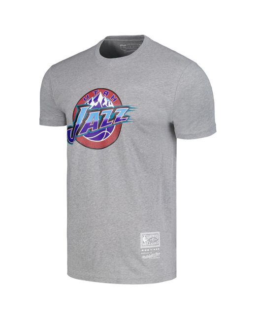 Mitchell & Ness Gray And Utah Jazz Hardwood Classics Mvp Throwback Logo T-shirt